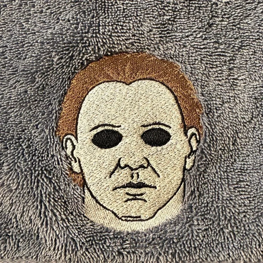 Jason Mask Michael Meyers Set of Hand Towels Embroidered Halloween Decor